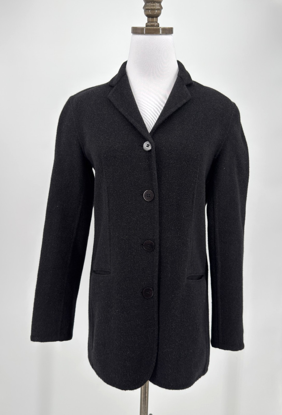 Ralph Lauren Black Label Black Wool Angora Cashmere Button Up Jacket Sz 2